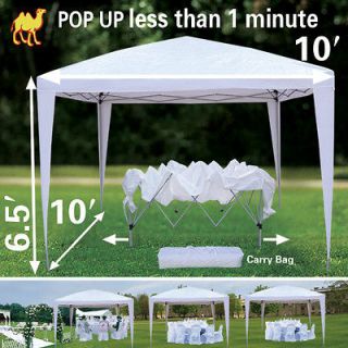 EZ POP UP Wedding Party Tent 10x10 White Folding Gazebo Canopy W/Carry 