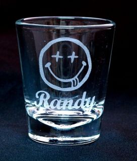 Drunk Smiley Face Engraved Shot Glass Personalized with name under 