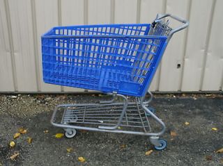 Large Used & Reconditioned Plastic Grocery Shopping Carts Royal Blue