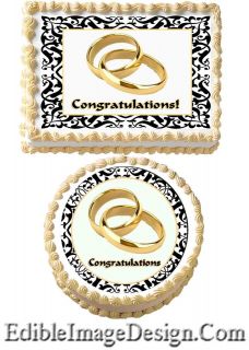   ANNIVERSARY Damask Ring Edible Party Cake Image Cupcake Topper Favor