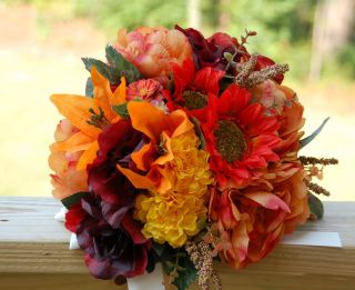   Wedding Silk Flower Bouquet Boutonniere Corsage Centerpiece Fall Theme