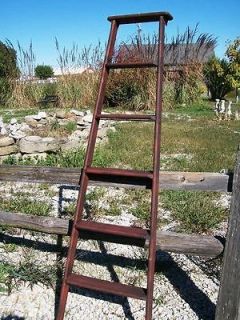 Vintage Wooden 7 Step Ladder Shelf   These Ladders Lean to Make Great 