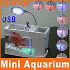 Mini Colorful LED Aquarium USB Fish Tank Desktop Lamp Light White
