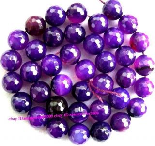 6mm 8mm 10mm 12mm 14mm Purple Agate Round Faceted Gemstone Beads 15