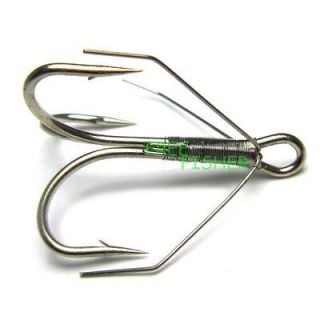 100 pcs fishing hooks weedless treble W3551 2# silver