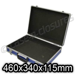 Aluminium Flight Case Tool Box Blue 460x340x115mm Foam Lining