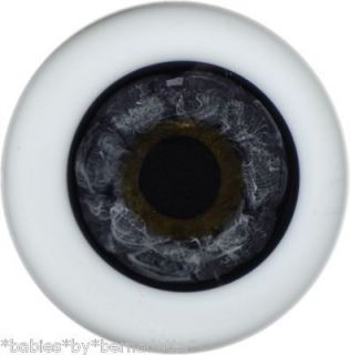LAUSCHA~German ROUND Solid Glass Eyes 22 mm #59~BLACK BLUE~PERFECT 