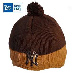 New Era NY Yankees 2 Tone Brown Dog Ear Beanie Hat (BH130)