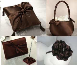 Chocolate Brown Fascinator, Flower Girl Basket, Pillow, Guestbook 