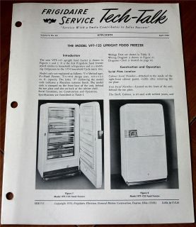   Model VFT 125 Upright Food Freezer Service Tech Talk Vol. V, No. 4A