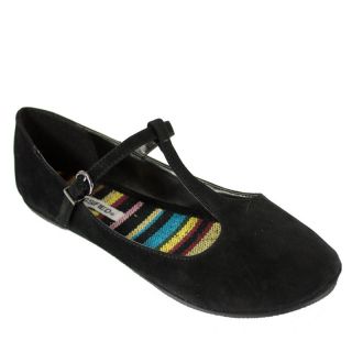 Womens T Strap Faux Suede Ballet Flat Mary Jane Round toe City 