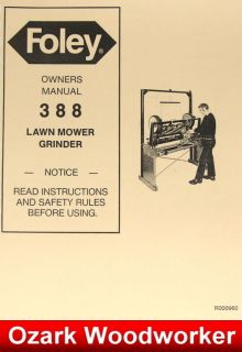 FOLEY 388 Lawn Mower Blade Grinder Operators & Parts Manual 0936