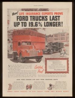 1947 Ford semi truck & stake bed pickup vintage ad