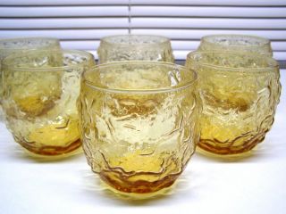 Vintage LIDO MILANO Golden Amber ROLY POLY Cocktail GLASSES Set of 6 