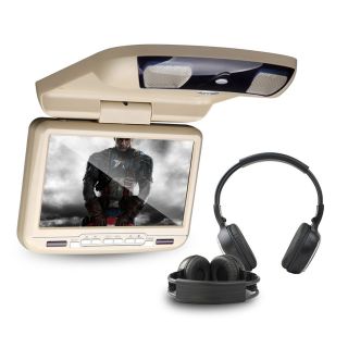 C0802 Tan 9 Car LCD Flip Down Roof Mount Monitor DVD Player 