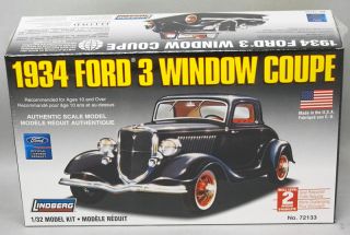 1934 Ford 3 Window Coupe 1/32 Scale Lindberg Model 72133 NEW SEALED