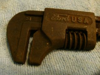   FORD U.S.A. Scripted 9 1/4 M Monkey Wrench Adjustable Cool Old Tool
