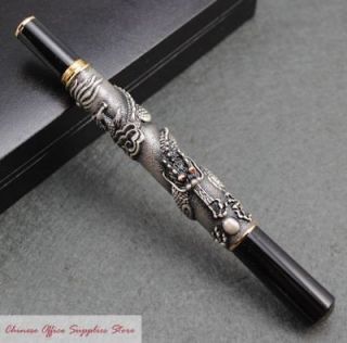 JINHAO Antique Silver Chinese Dragon Fountain Pen M Nib