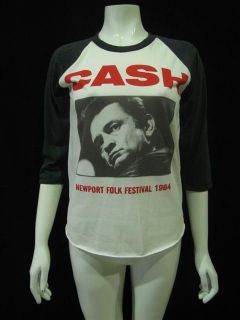 Vintage Johnny Cash Folk Tour 1964 T Shirt Women XS/S