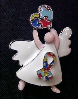   Awareness Angel Heart Ribbon Puzzle Support Lapel Pin Lead Free New