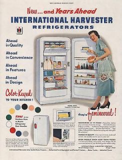 1951 VINTAGE INTERNATIONAL HARVESTER REFRIGERATOR YEARS AHEAD PRINT AD