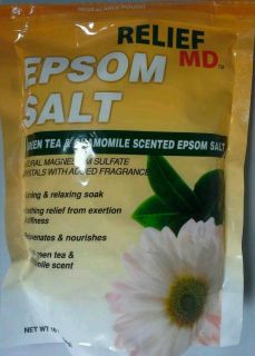   Green Tea & Chamomile sented Epsom Salt soak, calming,soothing,fatigue