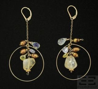   Gold Filled, Freshwater Pearl, Quartz & Citrine Dangle Earrings