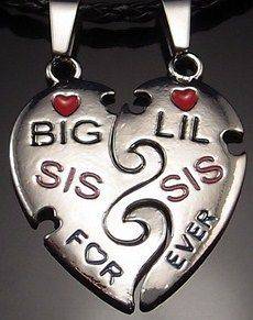   Big Little Sis Sister Family Friendship Necklace Keychain GIFT x2