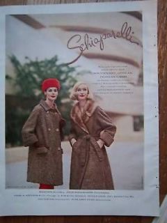 1959 SCHIAPARELLI FURS Fur Coat Hat Ad
