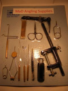 15 Piece FULL sized FLY TYING TOOL KIT with Black VICE with Table 