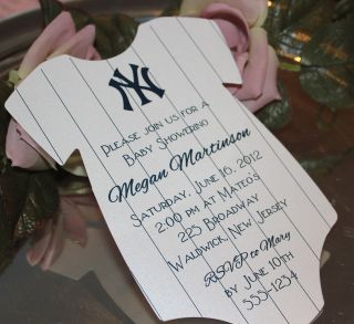 Baby Shower Invitation Onesie New York Yankees Theme Printed on 