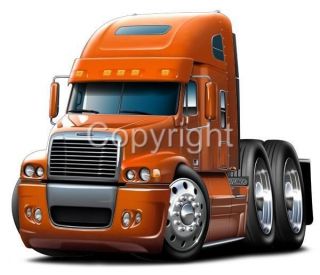 Freightliner Century Semi Big Rig Truck Cartoon T Shirt #9542 