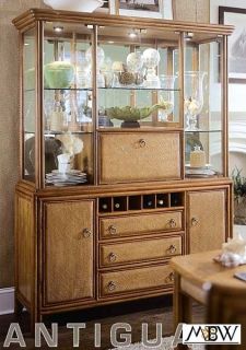 Lighted Toasted Almond China Cabinet w/ Wine Storage