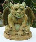 GROUCHO WINGED GARGOYLE CONCRETE STATUE SANDY MOSS PATINA STAINED 