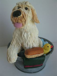   LABRADOODLE DOODLE DOG HAND SCULPTED PAINTED CLAY FIGURINE 602 TUB