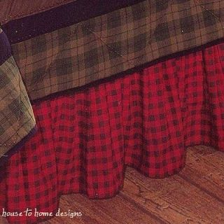 TIMBERLINE RED CHECK PLAID BEDSKIRT TWIN FUL QUEEN KING