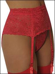 Lace Waist Cincher Garter Belt Suspender w/ G String Plus Size Red 1X 