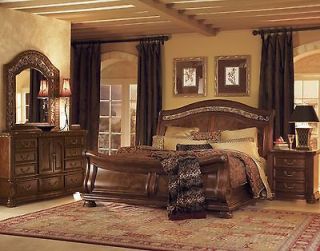   Granada Cherry KING Size SLEIGH Wood Bed Bedroom Furniture LUXURY