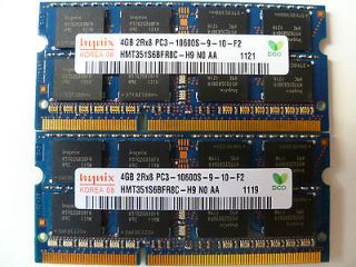   (2x 4GB) PC3 10600 DDR3 1333 SODIMM Laptop Memory non ECC RAM 204pin