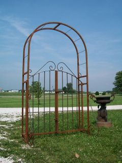 Wrought Iron Garden Arbor & Gate Combination, Trellis
