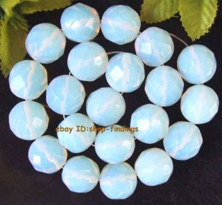 Faceted round White opalite loose Gemstone Beads 15
