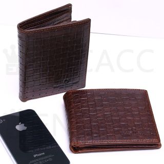 New Mens Brown Genuine Leather Billfold Wallet ★Zippered Pocket 