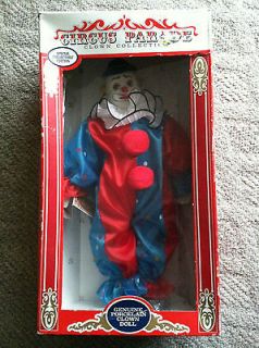Circus Parade Clown Collection Porcelain Clown Doll Red Blue in box
