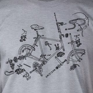 Bike Parts Retro Bicycle Biking Sport Funny Athletic Geek Tee Shirt 