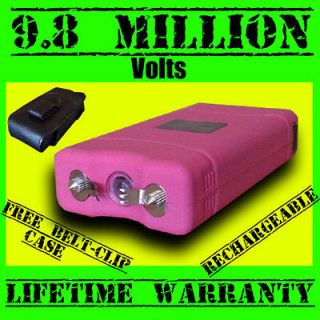 Pink) 9.8 Million Volts With Belt Clip Triple Shock Prongs Free Tazer 