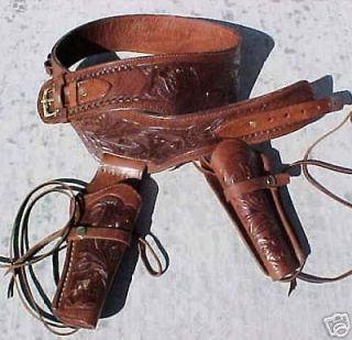 NEW Brown Leather Double Western Holster Rig 38/357 b