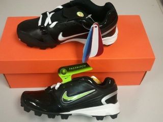 NIB Girls Nike Unify Keystone Softball Cleat Shoe Spike Black/White Sz 