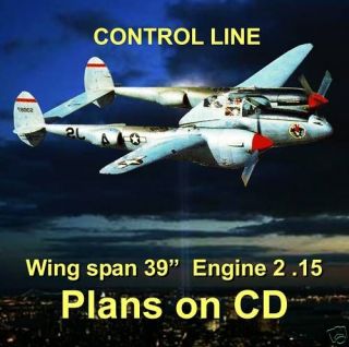 CONTROL LINE SCALE P38 LIGHTING NOTES & PLANS on CD