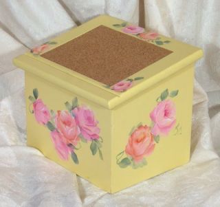 Shabby HP Roses Wood Recipe Box Chic P.E.P