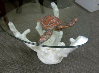 Sea Turtle Table With Glass Table Top
